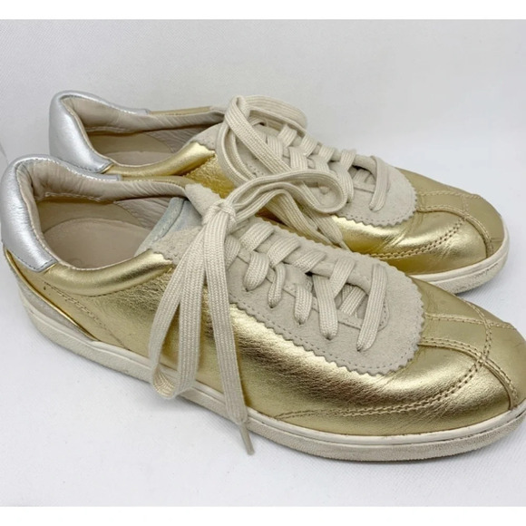 Coach Gold Metallic Lace Up Sneaker 9 - Picture 1 of 6